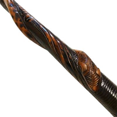 Figural Carved Hardwood Walking Stick of a Serpent Slithering