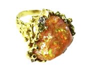 Vintage Fire Opal and Diamond Ring