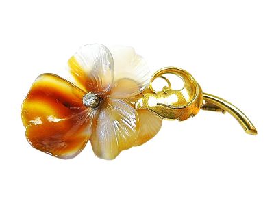 Floral Agate Brooch