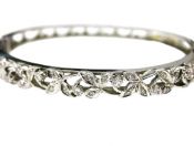 Diamond Floral Hinged Bangle Bracelet