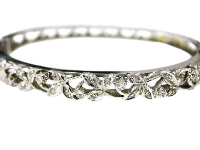 Diamond Floral Hinged Bangle Bracelet