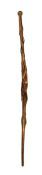 Folk Art Carved Hardwood Walking Stick