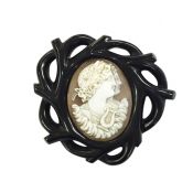 Victorian Carved Conch Shell Cameo Brooch