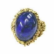 Vintage 20.70ct Cabochon Lapis 18kt Ring