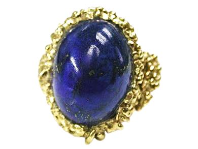 Vintage 20.70ct Cabochon Lapis 18kt Ring