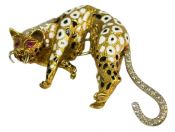 Vintage Ruby Diamond Enamel Leopard Brooch