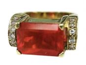 Vintage Fire Opal and Diamond Ring