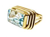 Mid-Century Modern Aquamarine Solitaire Ring