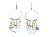 Modern Amethyst Blue Topaz and Assorted Charm Earrings
