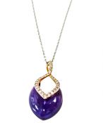 Modern Amethyst and Diamond Pendant