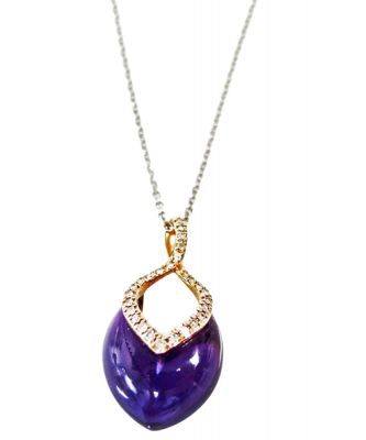 Modern Amethyst and Diamond Pendant