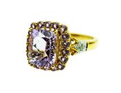 Modern Amethyst and Diamond Ring