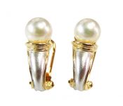 Modern Cultured Pearl Omega Back Earrings