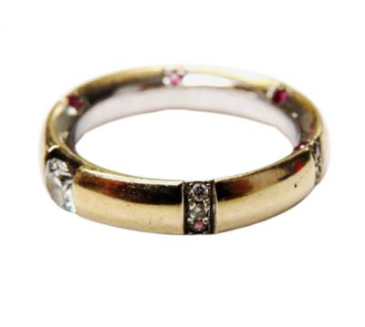 Modern Diamond and Ruby Ring