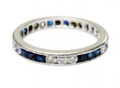 Modern Diamond and Sapphire Eternity Band