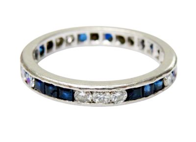 Modern Diamond and Sapphire Eternity Band