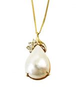 Modern Mabe Pearl and Diamond Pendant