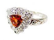 Modern Orange Sapphire and Diamond Ring