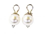 Modern Pearl and Diamond Earrings