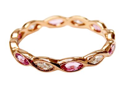 Modern Pink Sapphire and Diamond Eternity Band