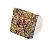 Modern .42ct Pink Sapphire and Diamond 18kt Ring