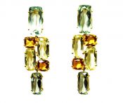 Modern Prasiolite Lemon Quartz and Citrine Drop Earrings