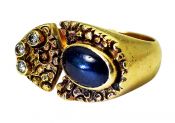 Modern Sapphire and Diamond Ring