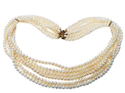 Modern Six Strand Freshwater Pearl Necklace