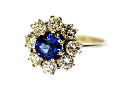 Modern Tanzanite and Diamond Ring