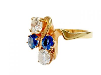 Modern Custom Made Sapphire and Diamond Ring
