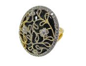 Modern Onyx and Diamond Ring