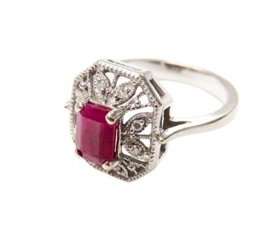 Modern Ruby and Diamond Ring
