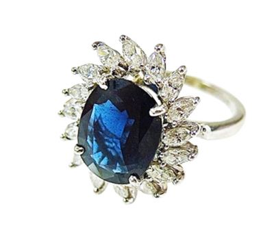 Modern Sapphire and Diamond Ring