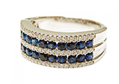 Modern Sapphire and Diamond Ring