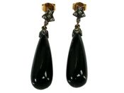 Vintage Onyx and Diamond Drop Earrings