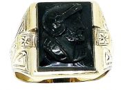Art Deco Carved Onyx Ring