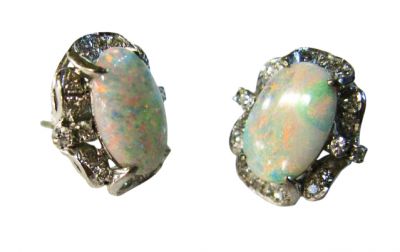 Opal and Diamond Earrings