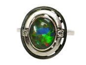 Vintage Opal Doublet and Diamond Ring