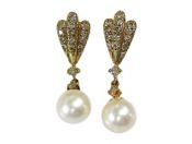 Vintage Pearl and Diamond Drop Earrings