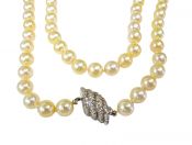 Vintage Cultured Pearl Necklace with Diamond Clasp