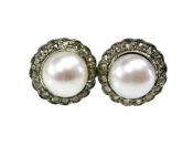 Vintage Inspired Pearl and Diamond Stud Earrings