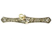 Pearl and Diamond Bar Brooch
