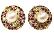 Royal De Versailles Pearl and Ruby Earrings