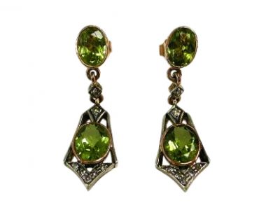 Peridot and Diamond Earrings