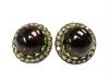 Vintage 14.95ct Garnet and Diamond Earrings in 18kt Yellow Gold and Silver 