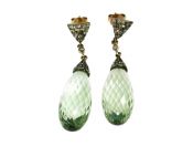 Vintage Inspired Prasiolite and Diamond Drop Earrings