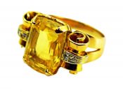 Retro Yellow Sapphire and Diamond Ring