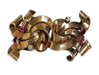 Retro Double Clip Brooch