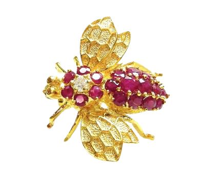 Ruby Wasp Brooch