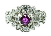 Birks Vintage .42ct Ruby and Diamond Platinum Ring